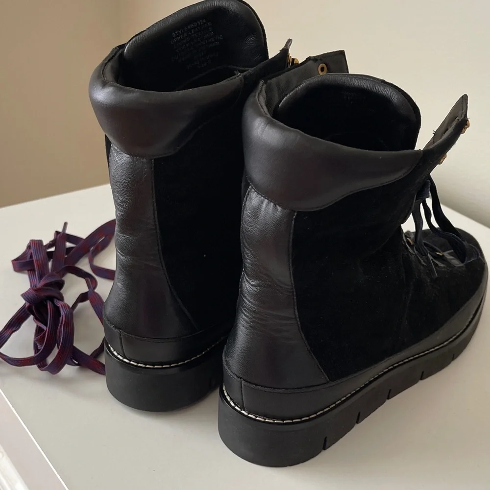 J. Crew Black Suede Lace-Up Ankle Boots with Gold Hardware With Extra Laces - Picture 3 of 7
